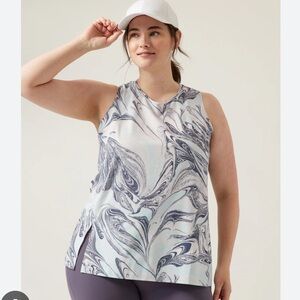 Athleta Refined Zephyr Tank XL sumi marble light blue